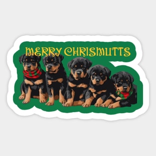 Merry Chrismutts Christmas Holiday Puppies Festive Greeting 2 Sticker